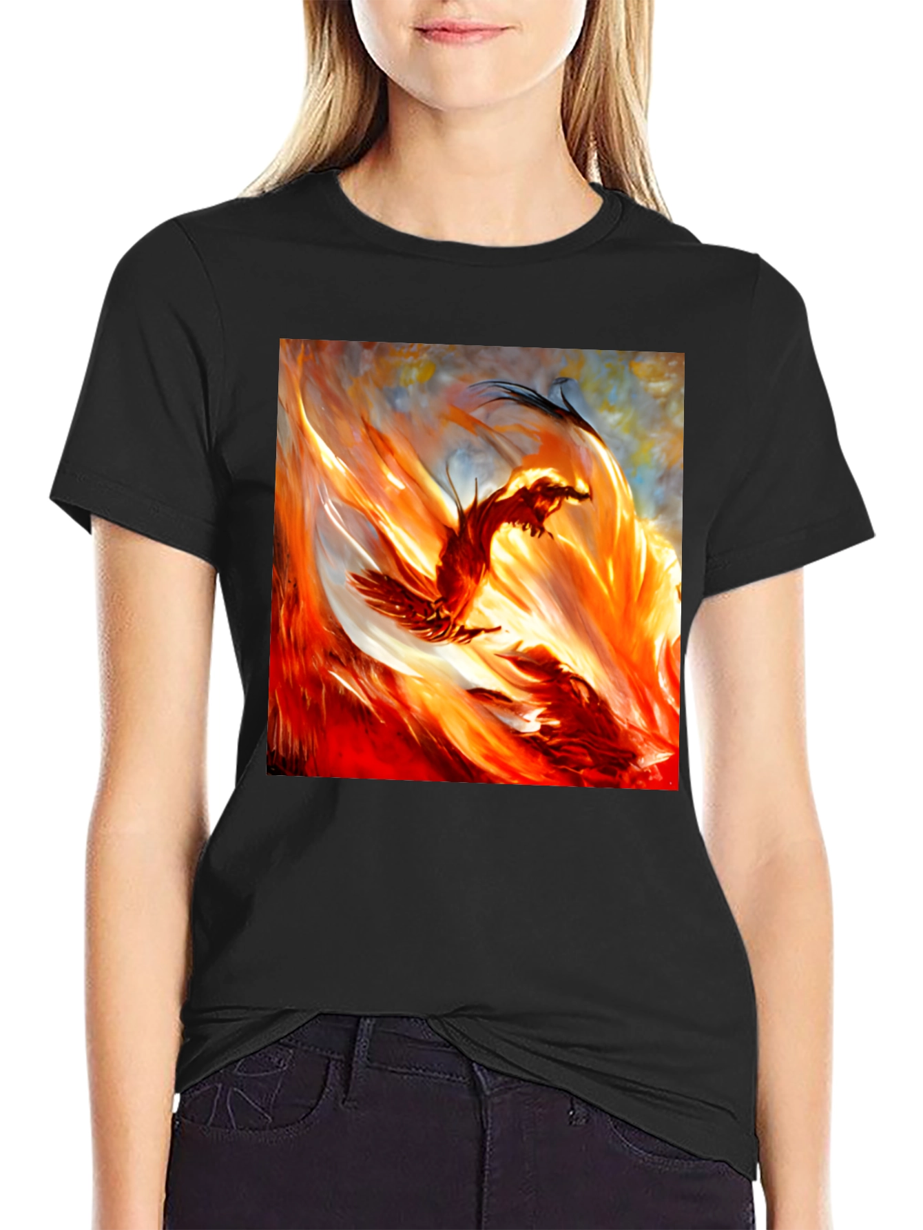 Fiery Phoenix Graphic T-Shirt - Bold and Unique Design