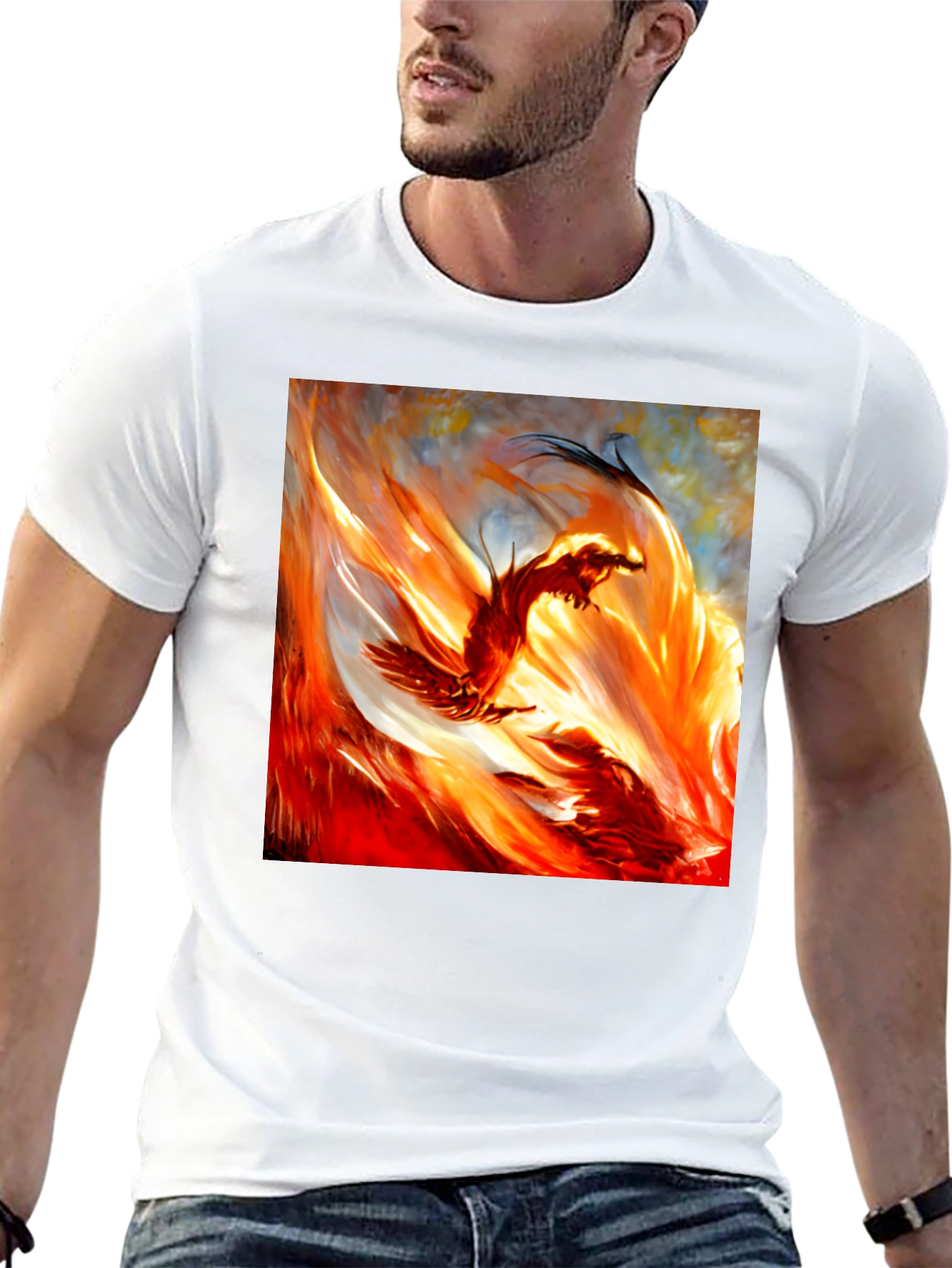 Fiery Phoenix Graphic T-Shirt - Bold and Unique Design