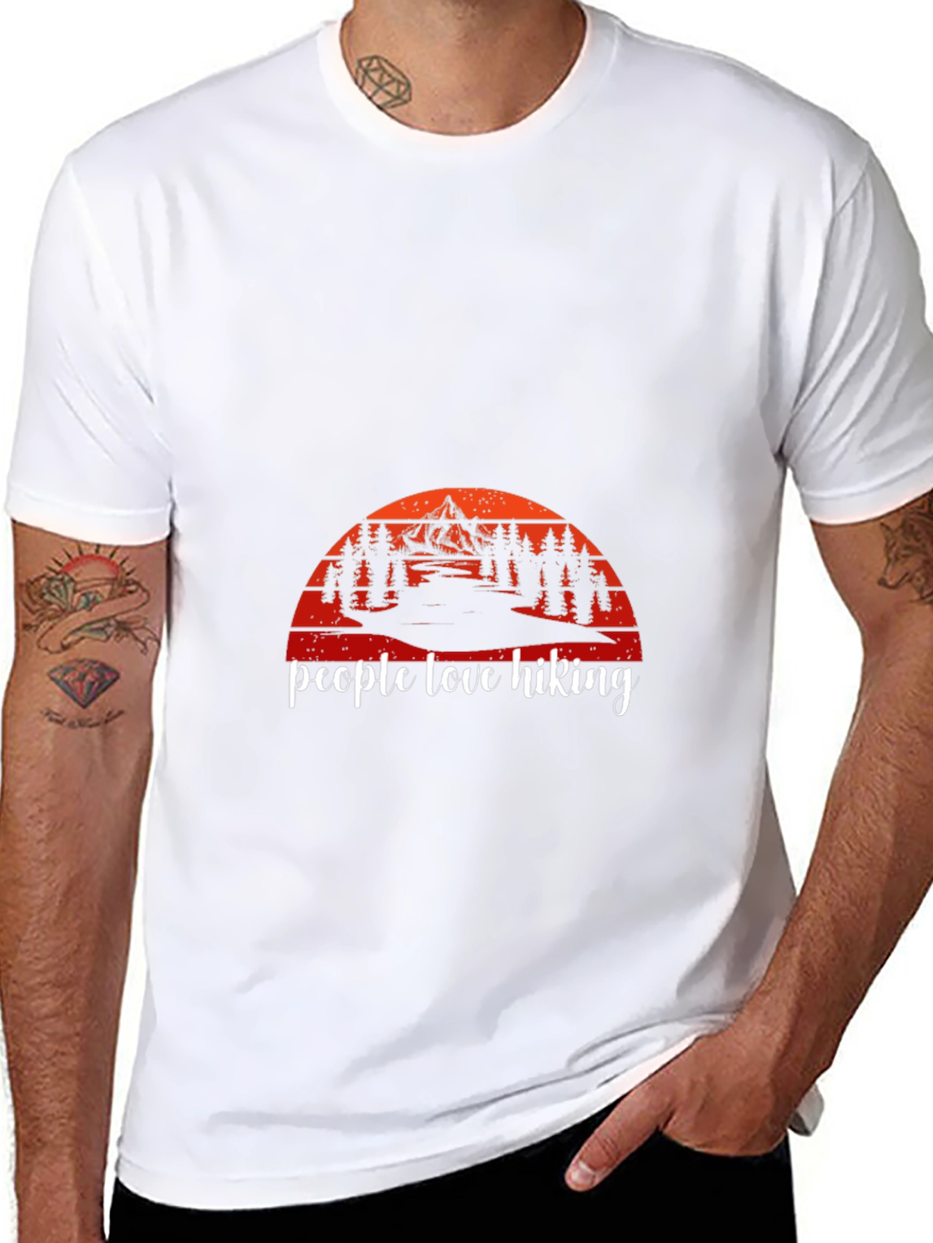 People Love Hiking Graphic Tee - Mountain Sunset