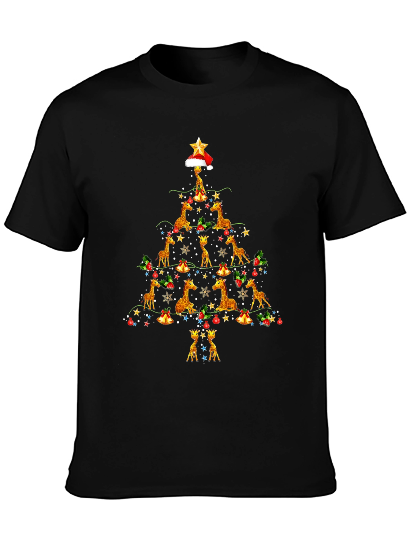 Giraffe Christmas Tree Graphic Tee
