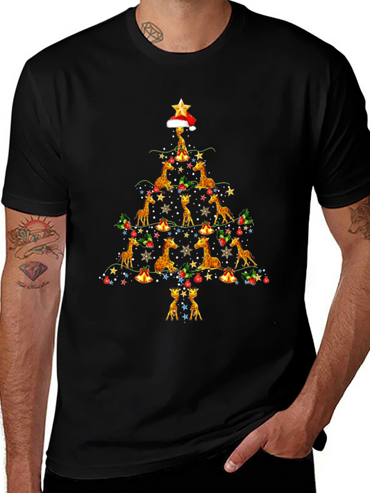 Giraffe Christmas Tree Graphic Tee