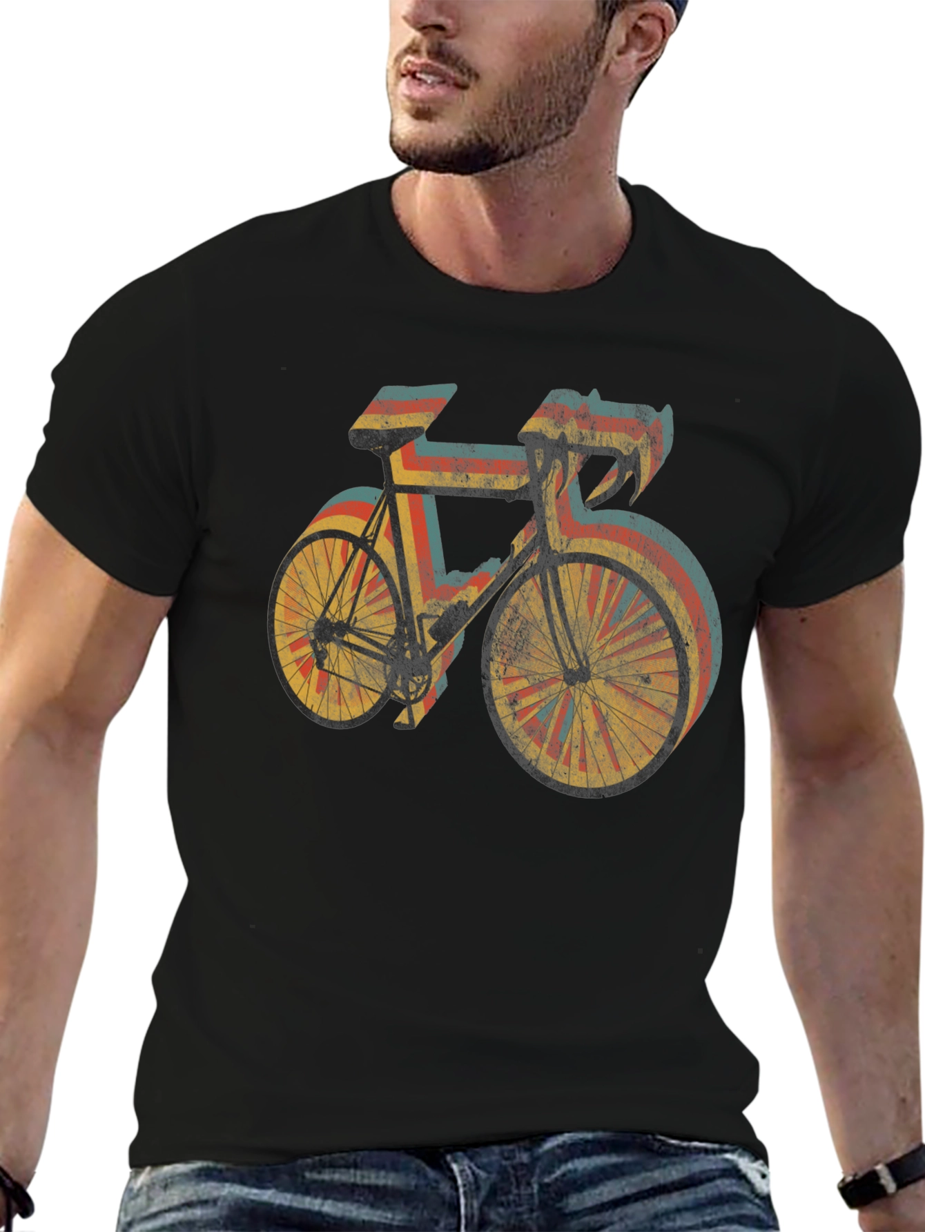 Retro Style Cycling T-Shirt - Black