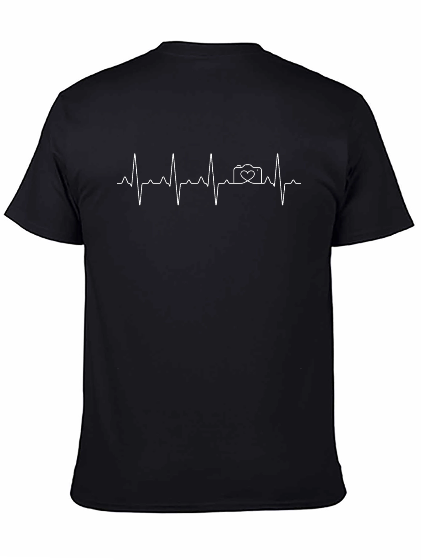 Photographer Heartbeat Graphic Tee - Black Cotton T-Shirt