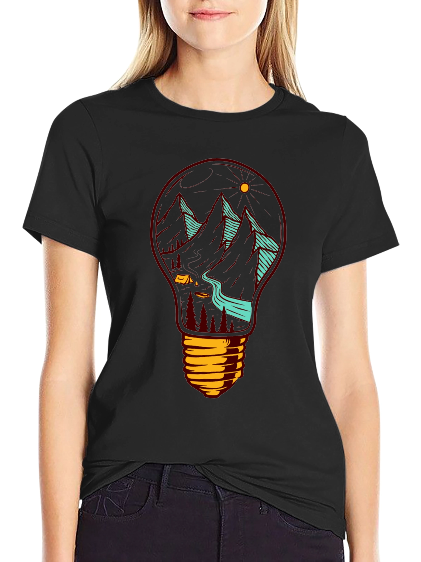 Mountainscape Lightbulb Graphic Tee