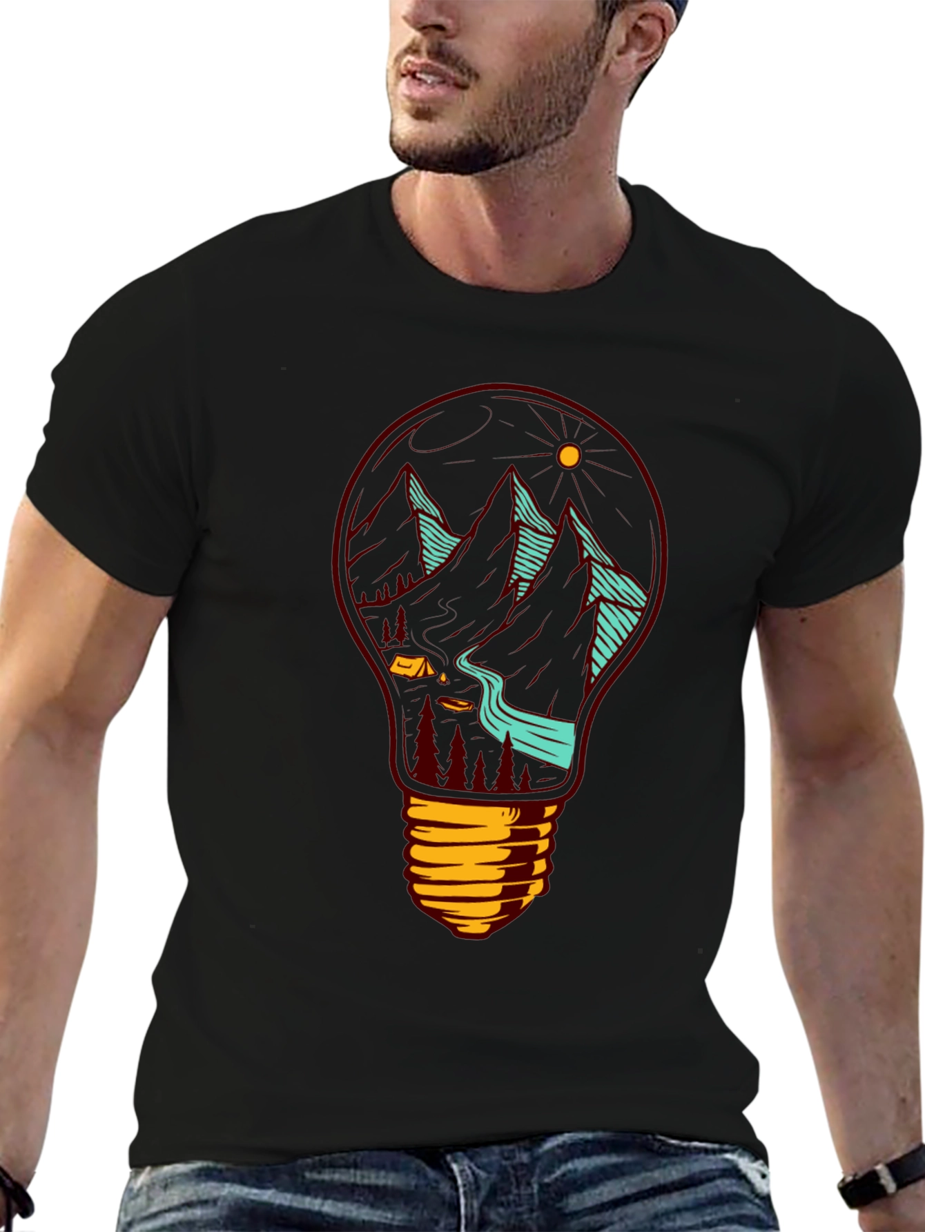Mountainscape Lightbulb Graphic Tee