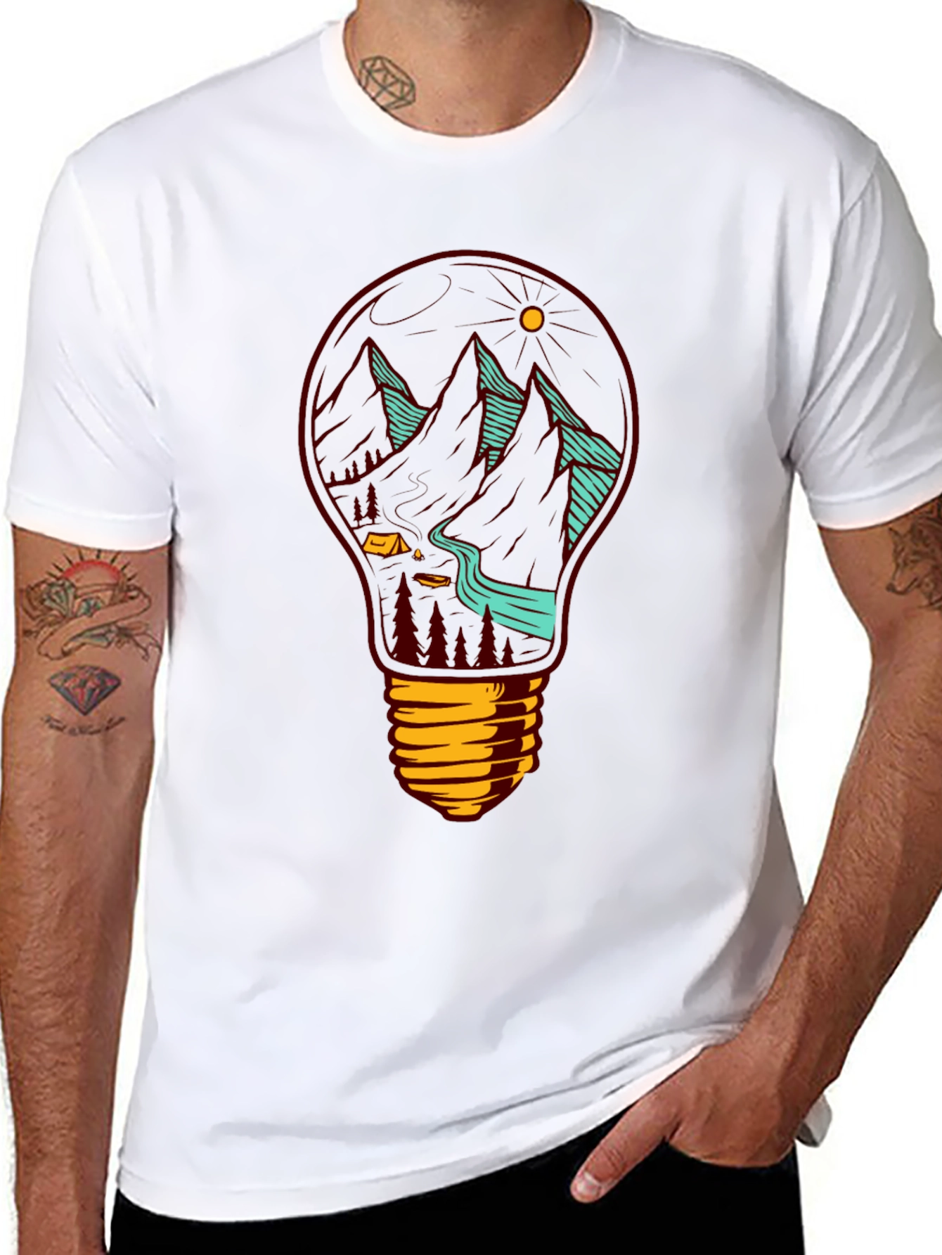 Mountainscape Lightbulb Graphic Tee