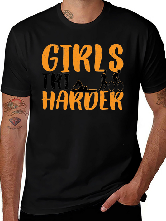 Girls Tri Harder T-Shirt Triathlon Tee