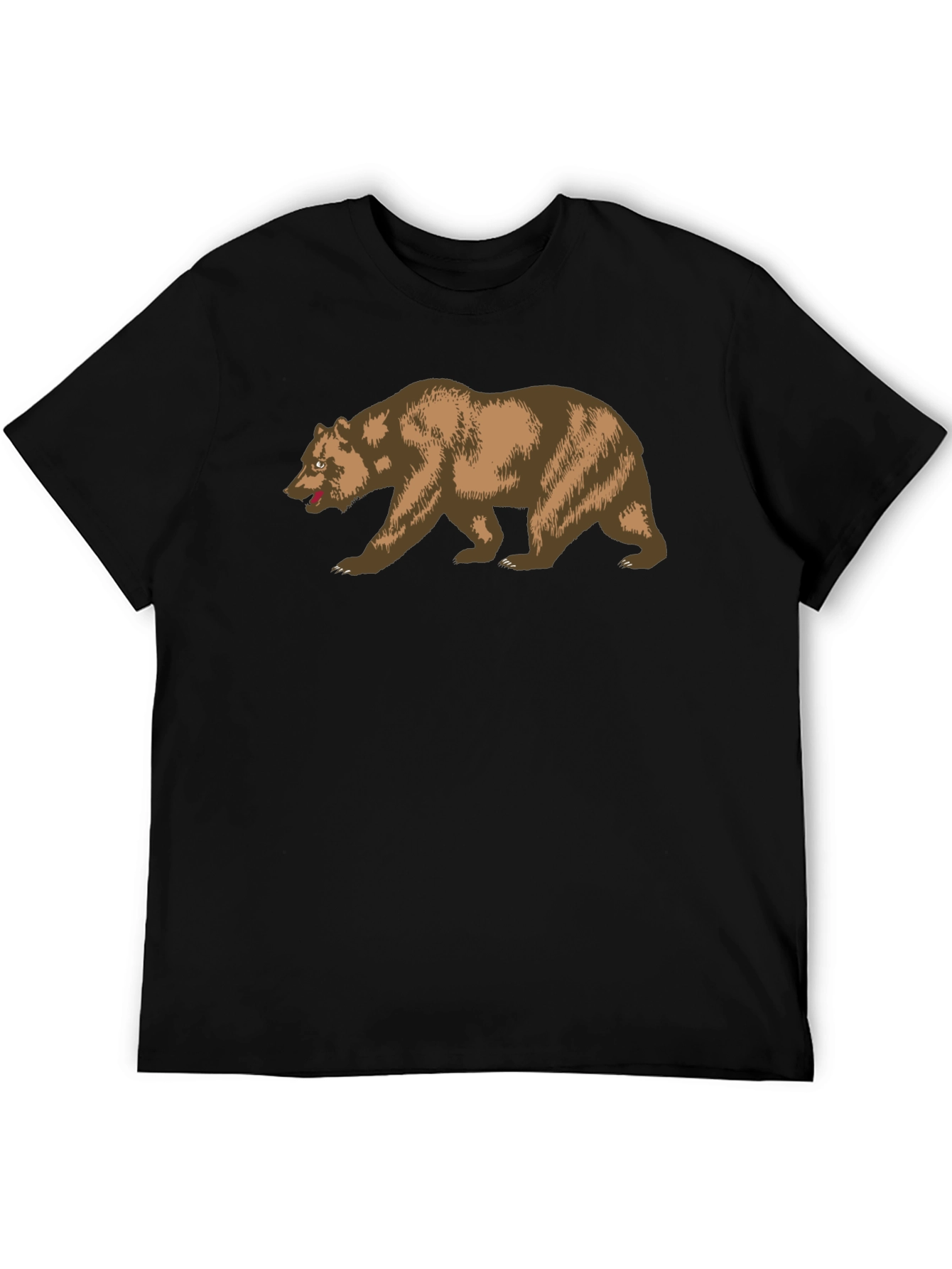 California Bear Graphic Tee - Black Cotton T-Shirt