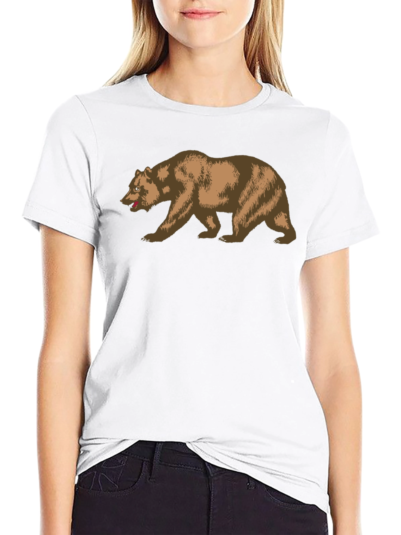 California Bear Graphic Tee - Black Cotton T-Shirt