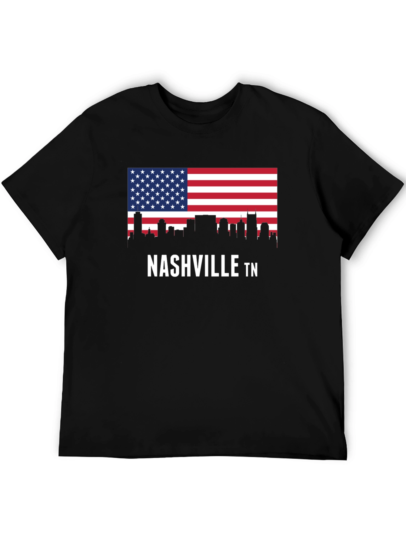 Nashville TN American Flag Skyline Graphic T-Shirt