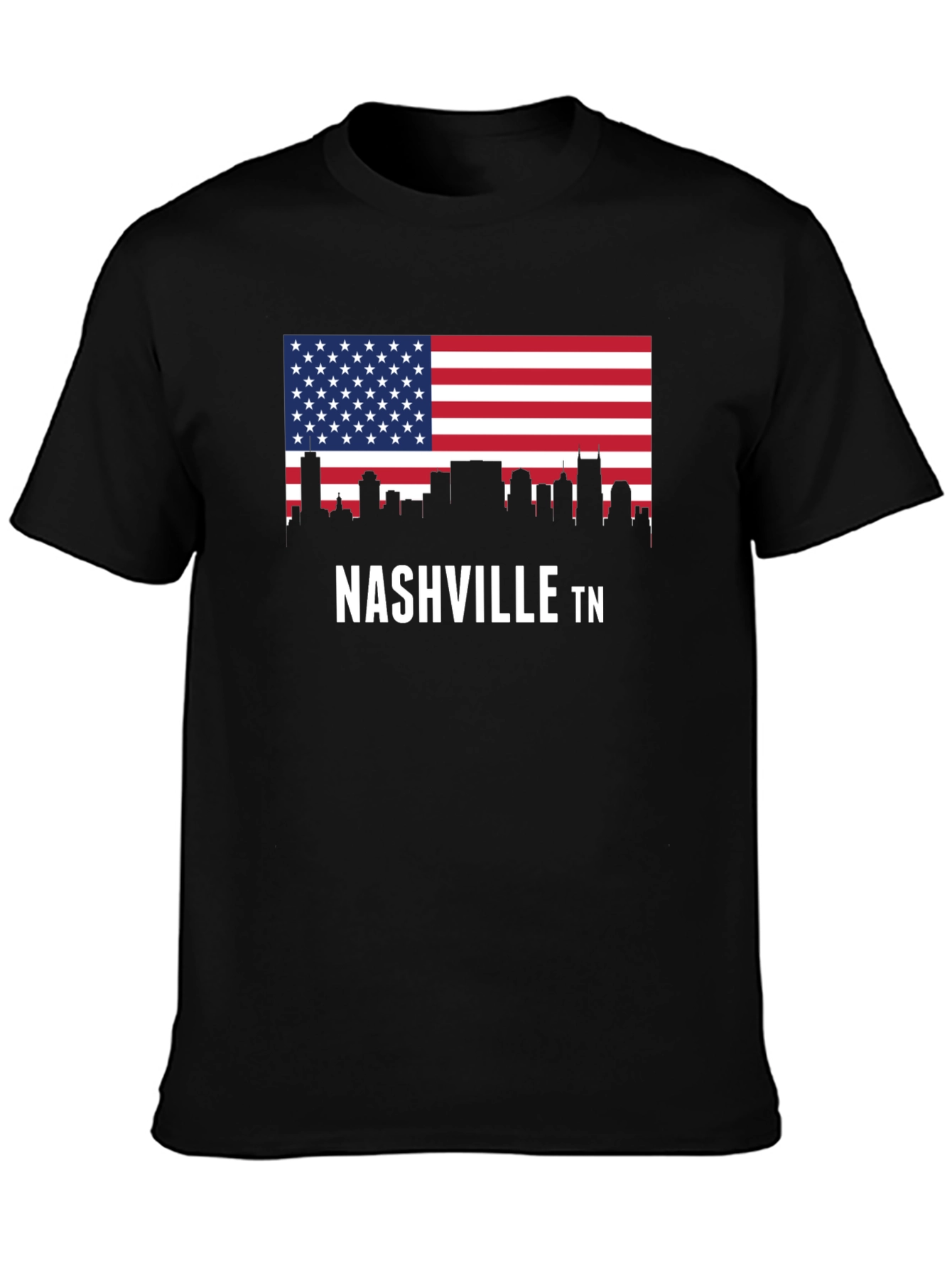 Nashville TN American Flag Skyline Graphic T-Shirt