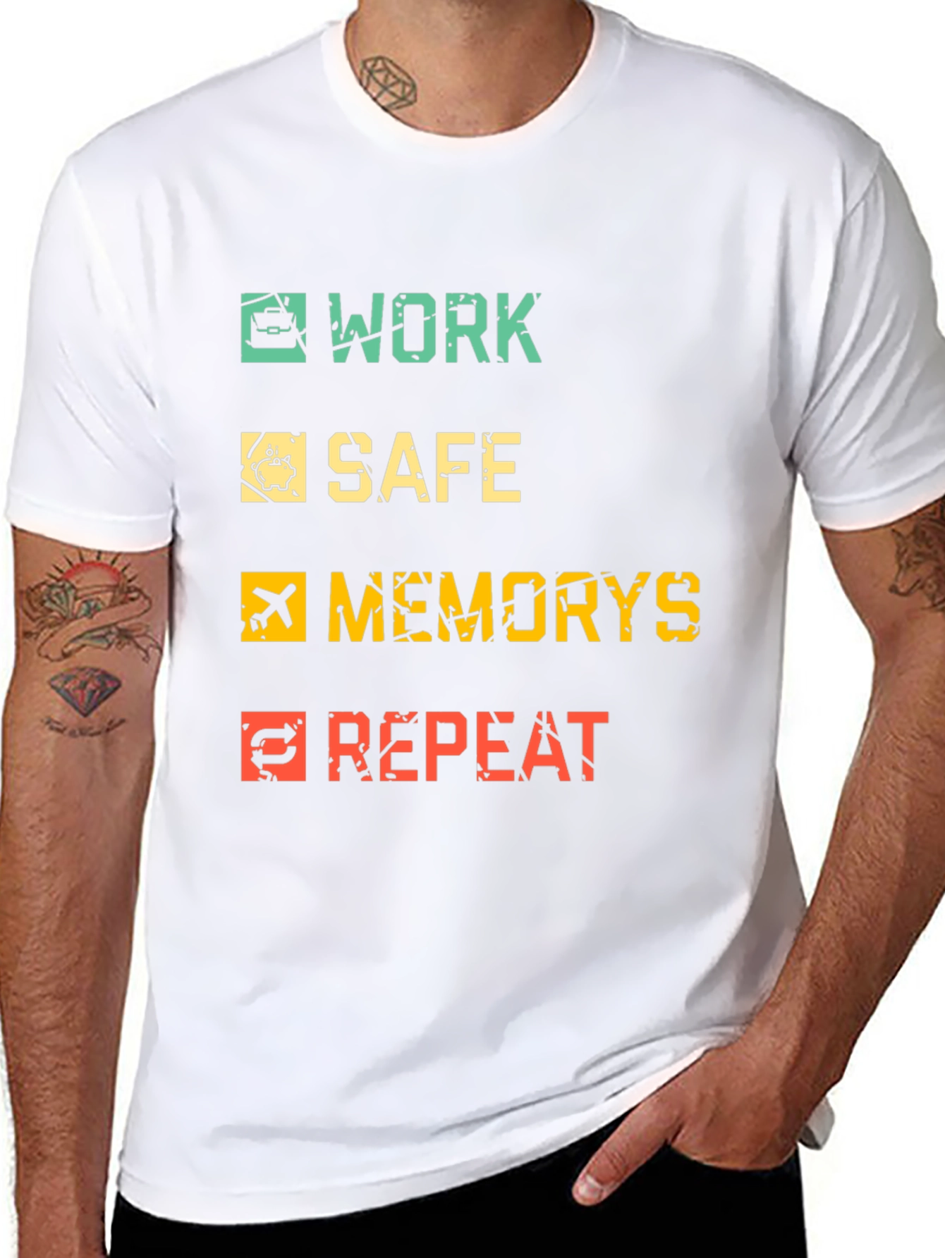 Work Safe Memories Repeat Black Graphic Tee