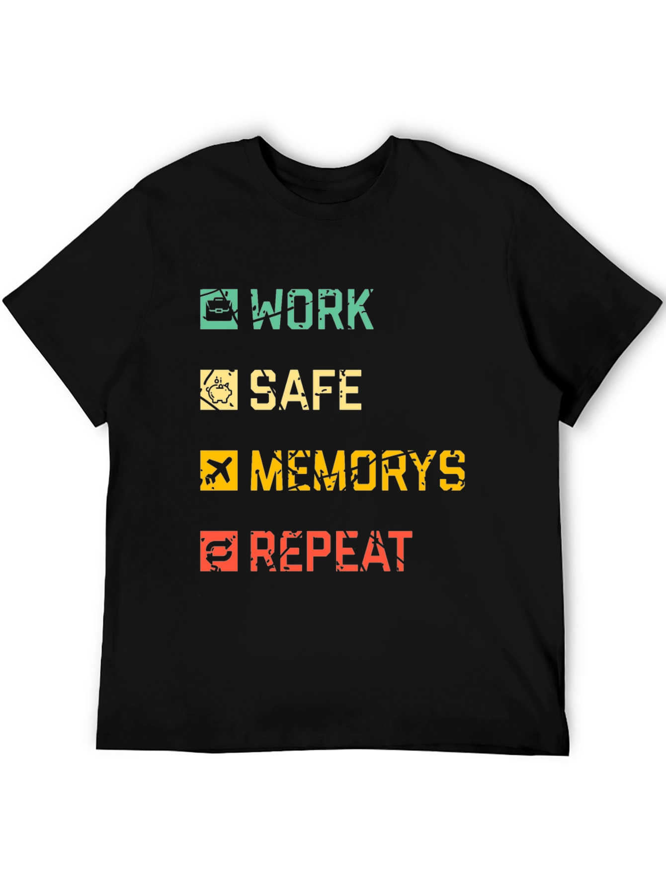 Work Safe Memories Repeat Black Graphic Tee