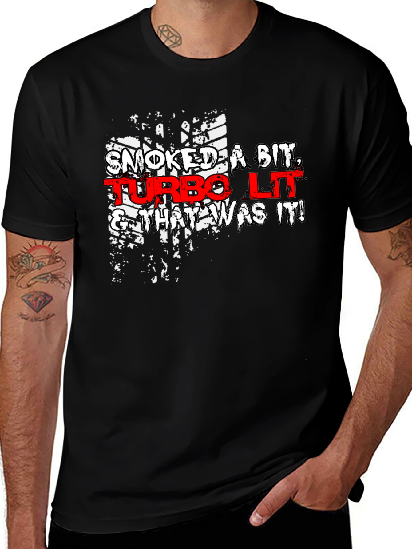 Turbo Lit Graphic Tee - Black Cotton Blend T-Shirt