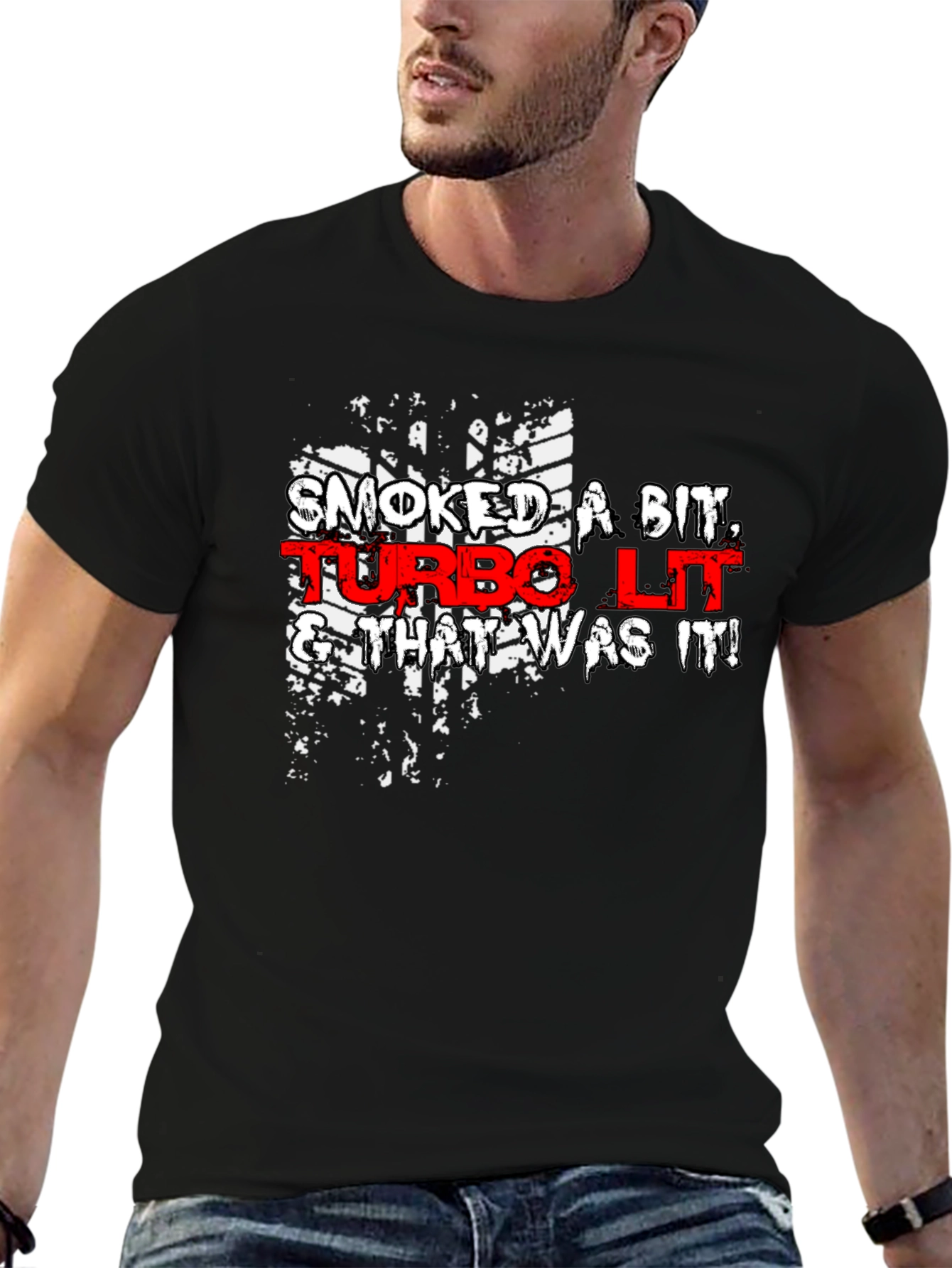 Turbo Lit Graphic Tee - Black Cotton Blend T-Shirt
