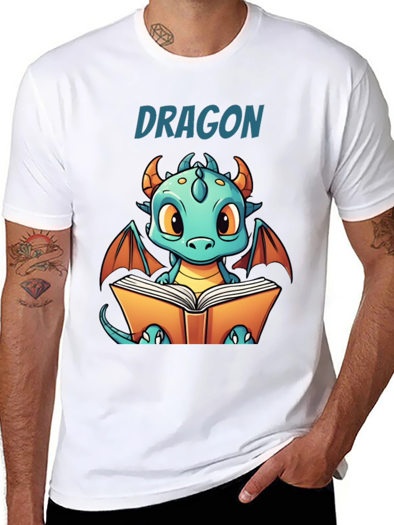 Cute Dragon Reading T-Shirt - Book Lover Tee
