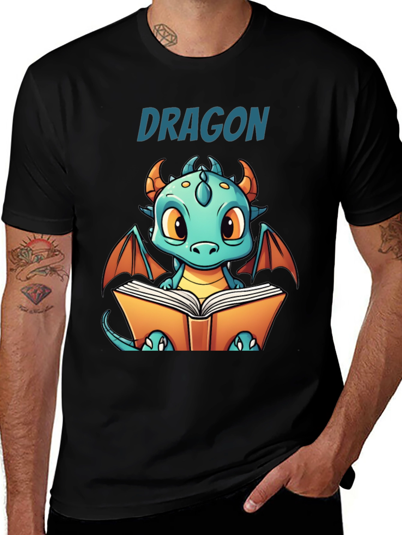 Cute Dragon Reading T-Shirt - Book Lover Tee
