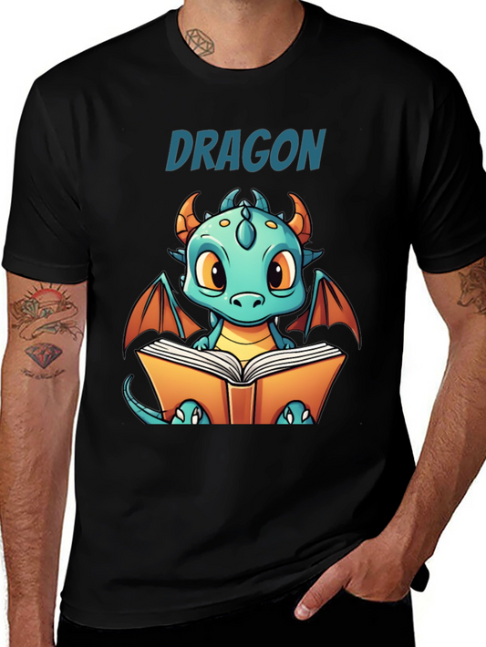 Cute Dragon Reading T-Shirt - Book Lover Tee