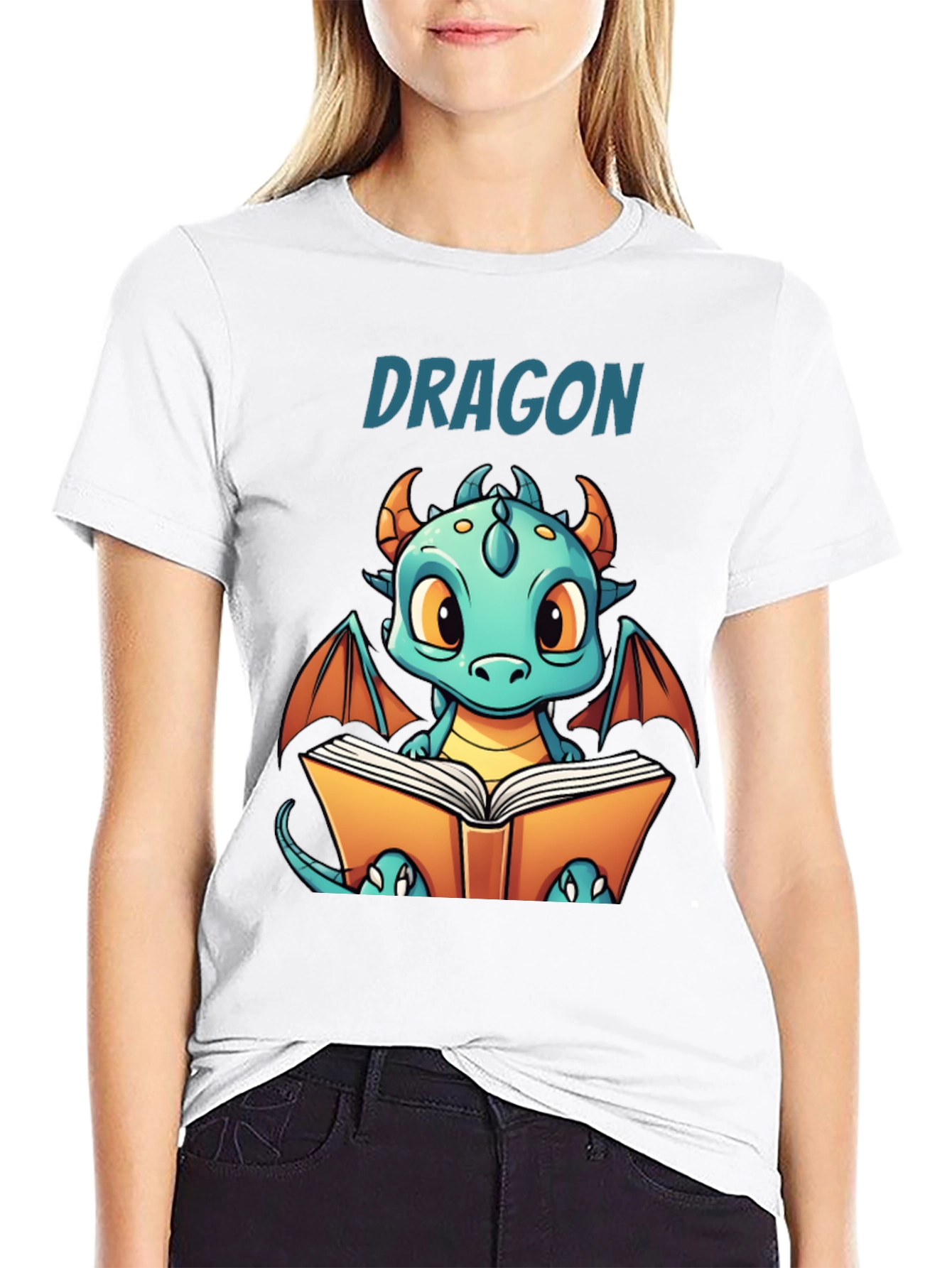 Cute Dragon Reading T-Shirt - Book Lover Tee