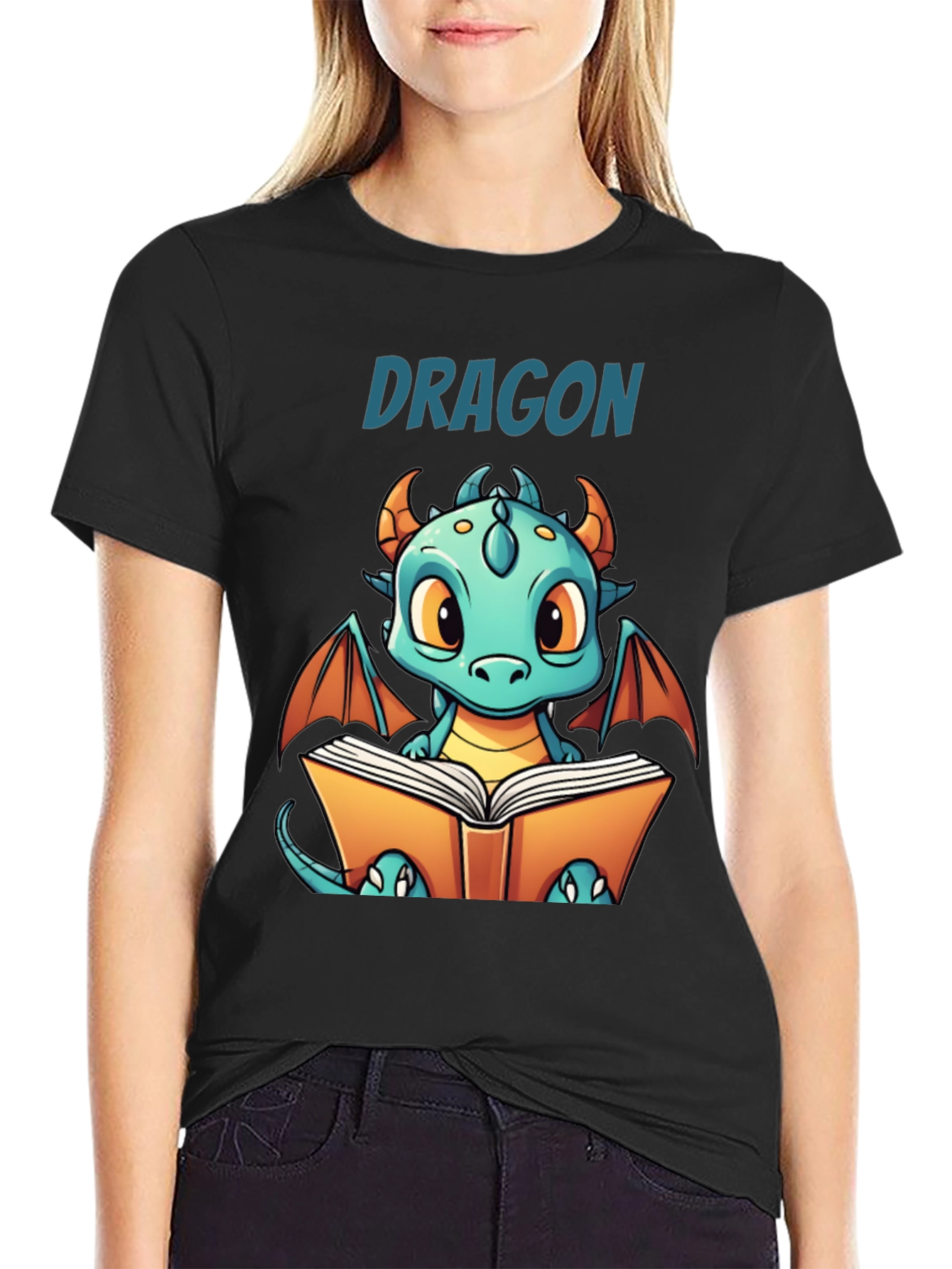 Cute Dragon Reading T-Shirt - Book Lover Tee
