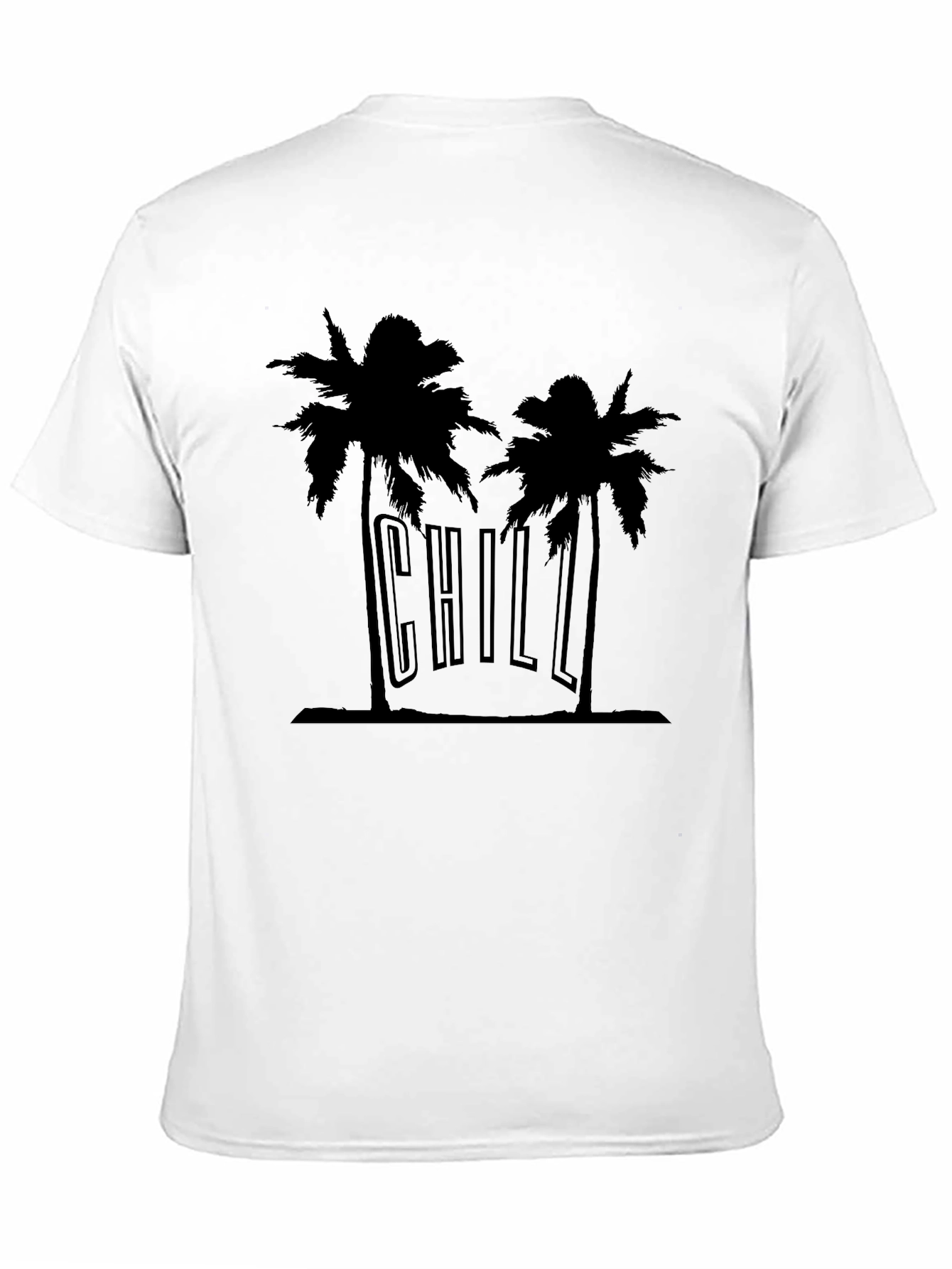 Chill Palm Tree Graphic Tee - Black Cotton T-Shirt