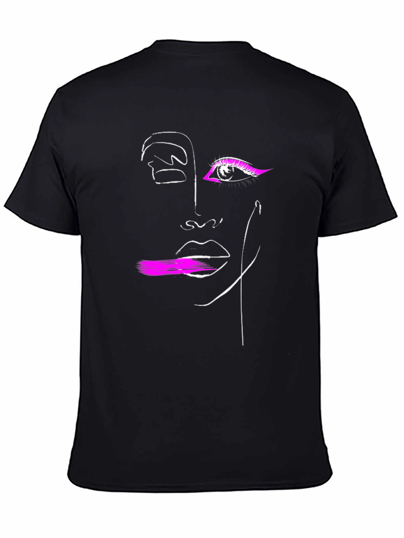 Abstract Face Graphic Tee - Modern Artsy Black T-Shirt