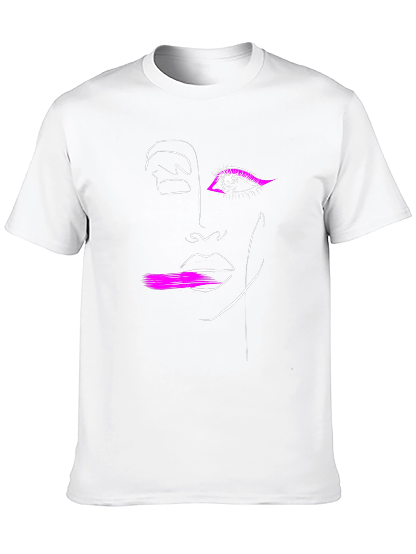Abstract Face Graphic Tee - Modern Artsy Black T-Shirt