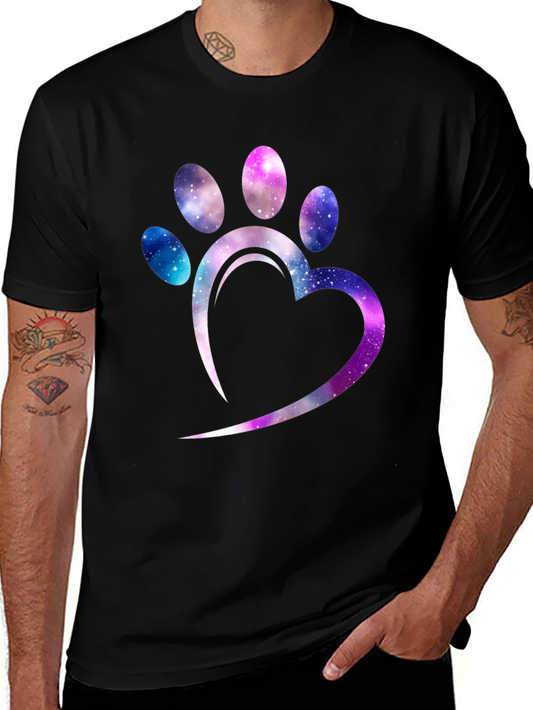 Galaxy Paw Print Heart T-Shirt