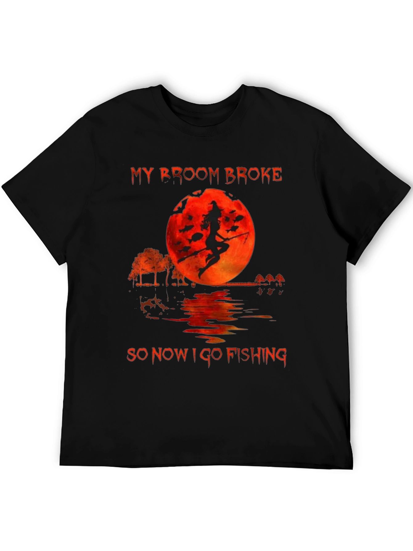 Witch Fishing T-Shirt - My Broom Broke Graphic Tee
