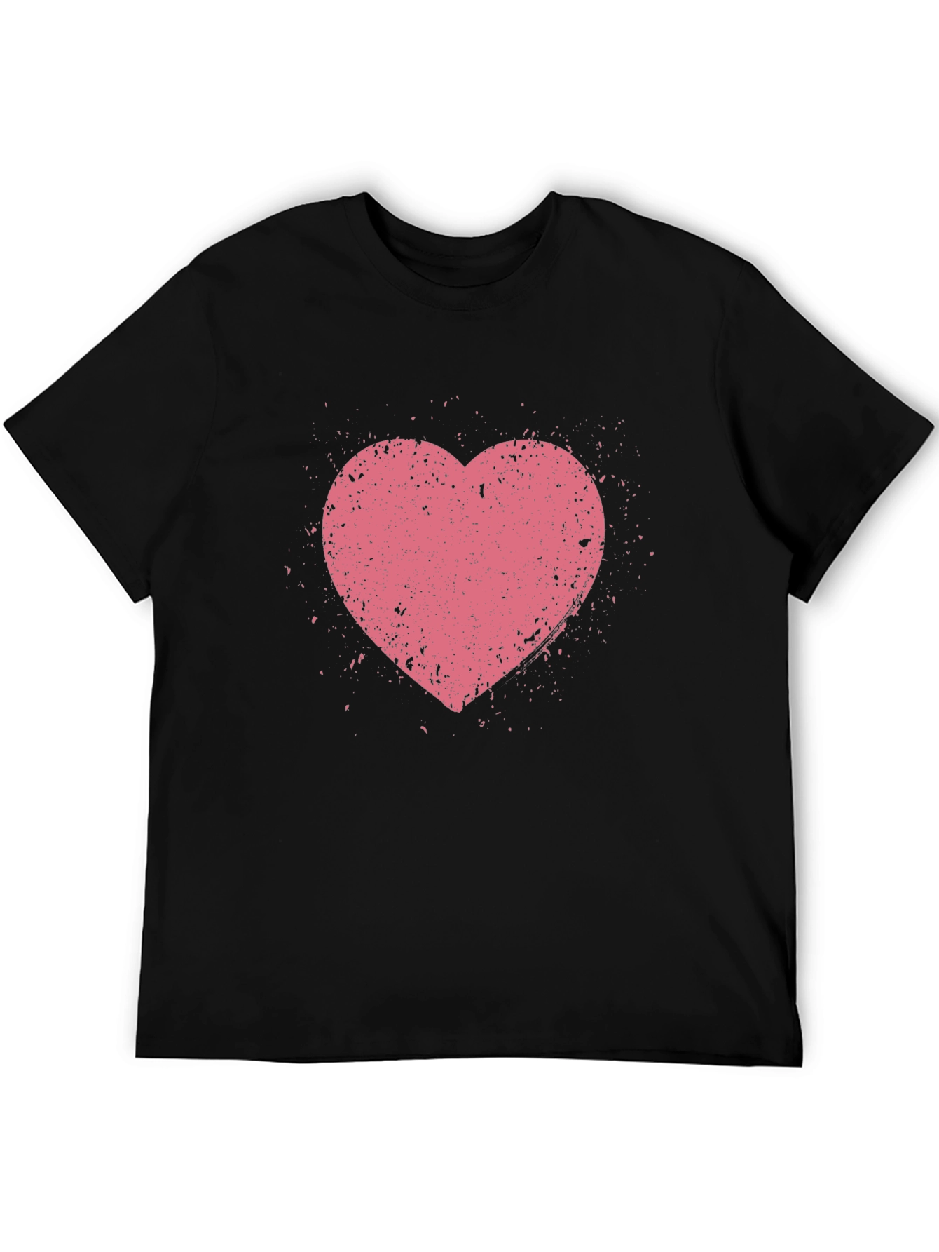 Distressed Heart Graphic Tee - Black Casual Shirt