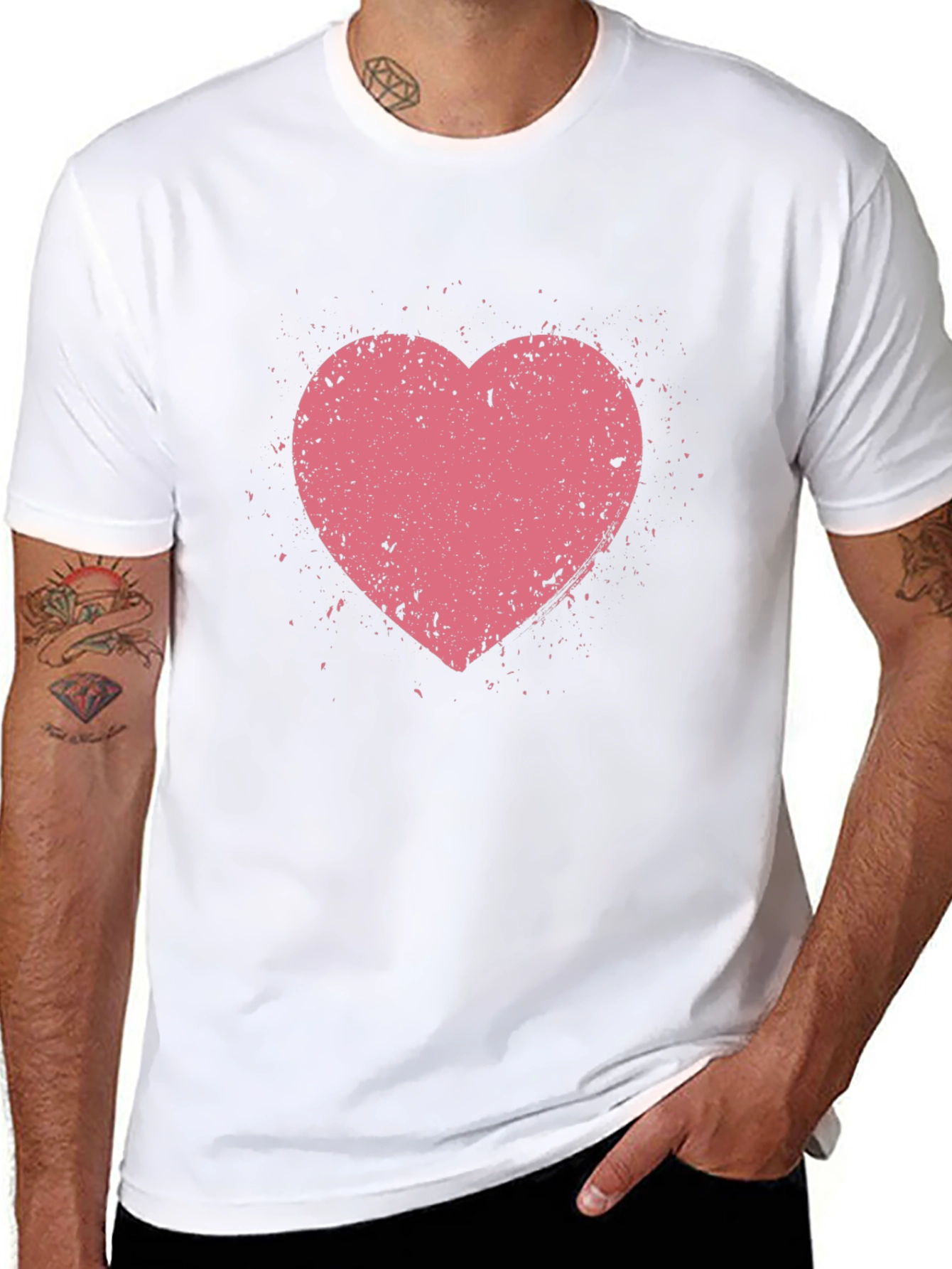 Distressed Heart Graphic Tee - Black Casual Shirt