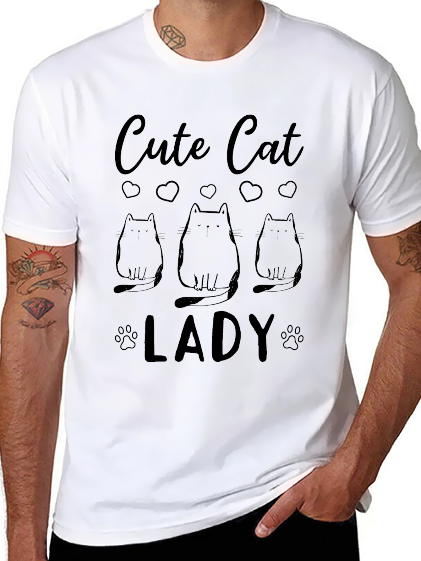 Cute Cat Lady Graphic T-Shirt - Black