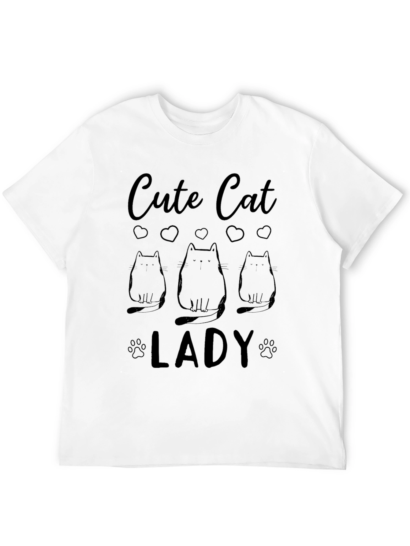Cute Cat Lady Graphic T-Shirt - Black