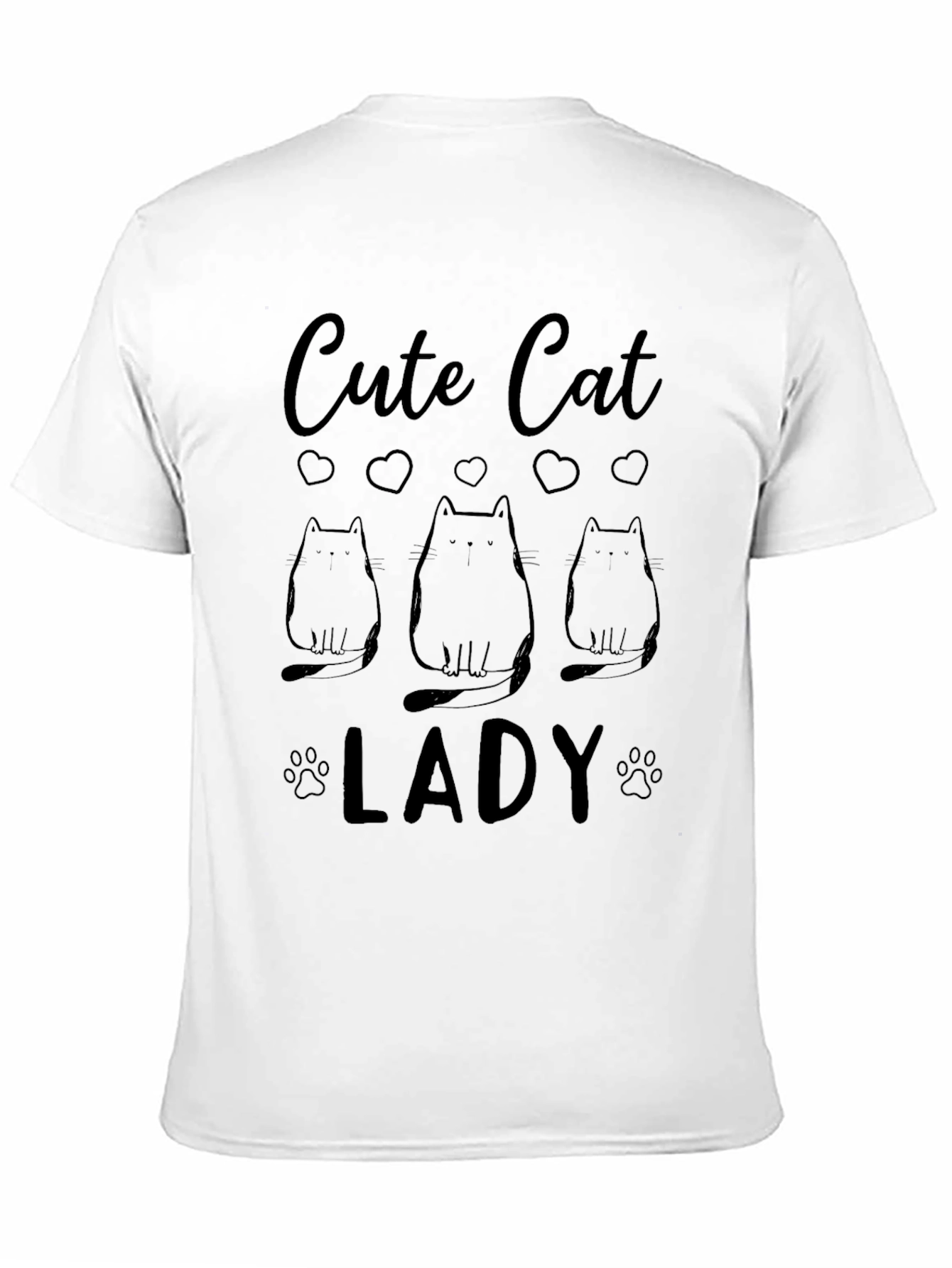 Cute Cat Lady Graphic T-Shirt - Black