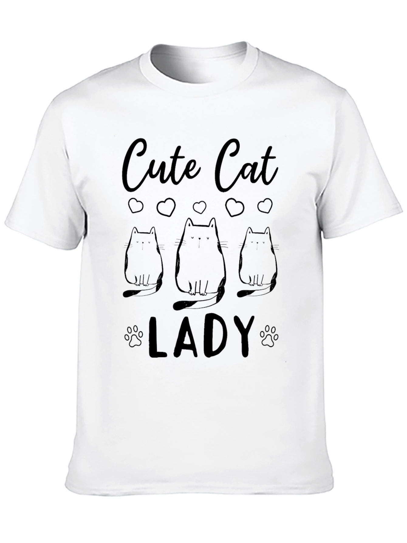 Cute Cat Lady Graphic T-Shirt - Black