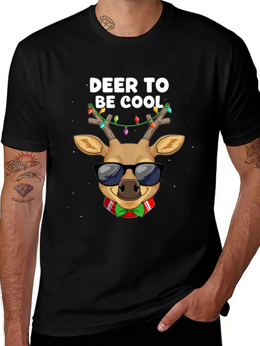 Cool Deer Christmas Graphic T-Shirt