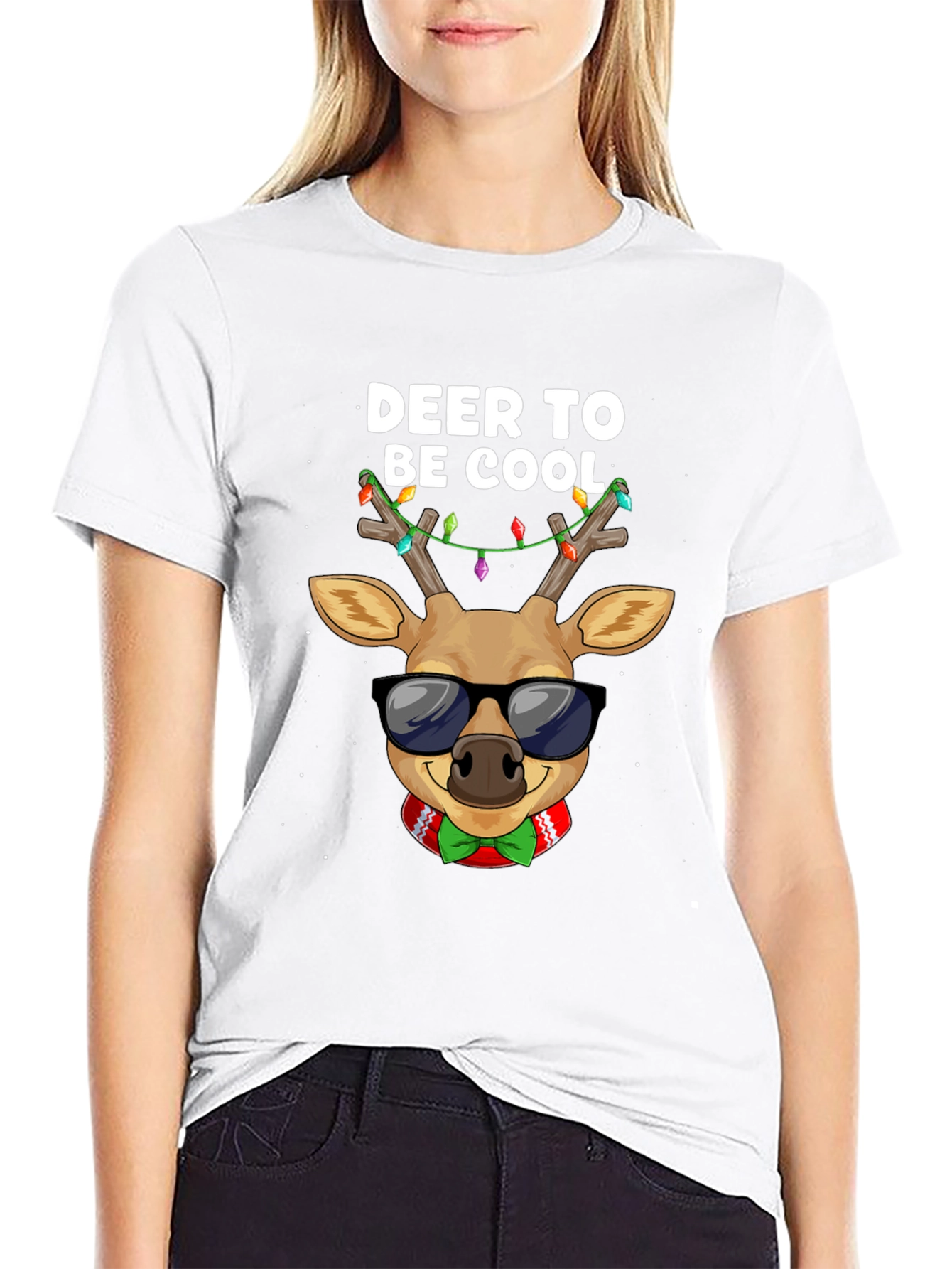 Cool Deer Christmas Graphic T-Shirt