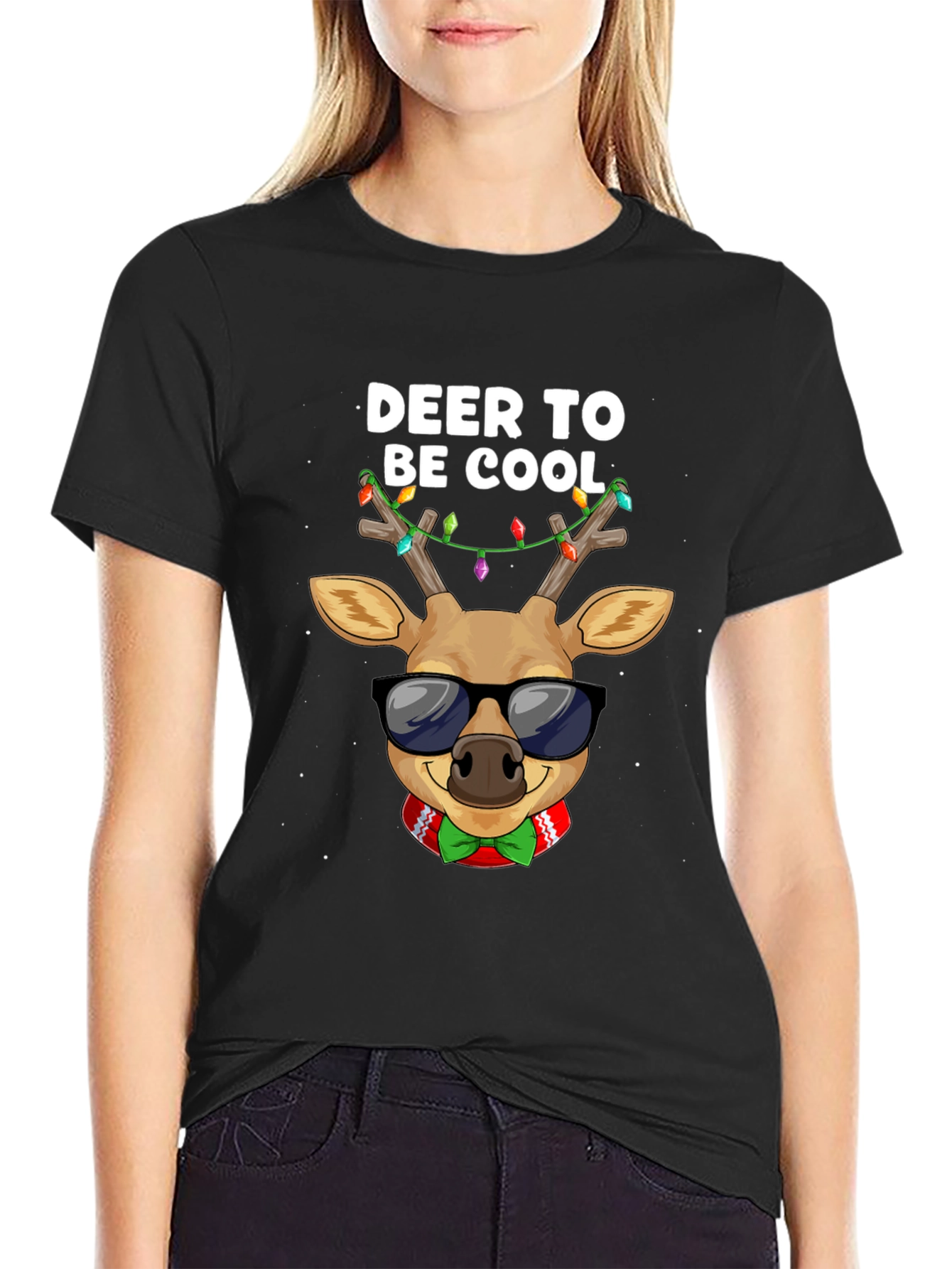 Cool Deer Christmas Graphic T-Shirt