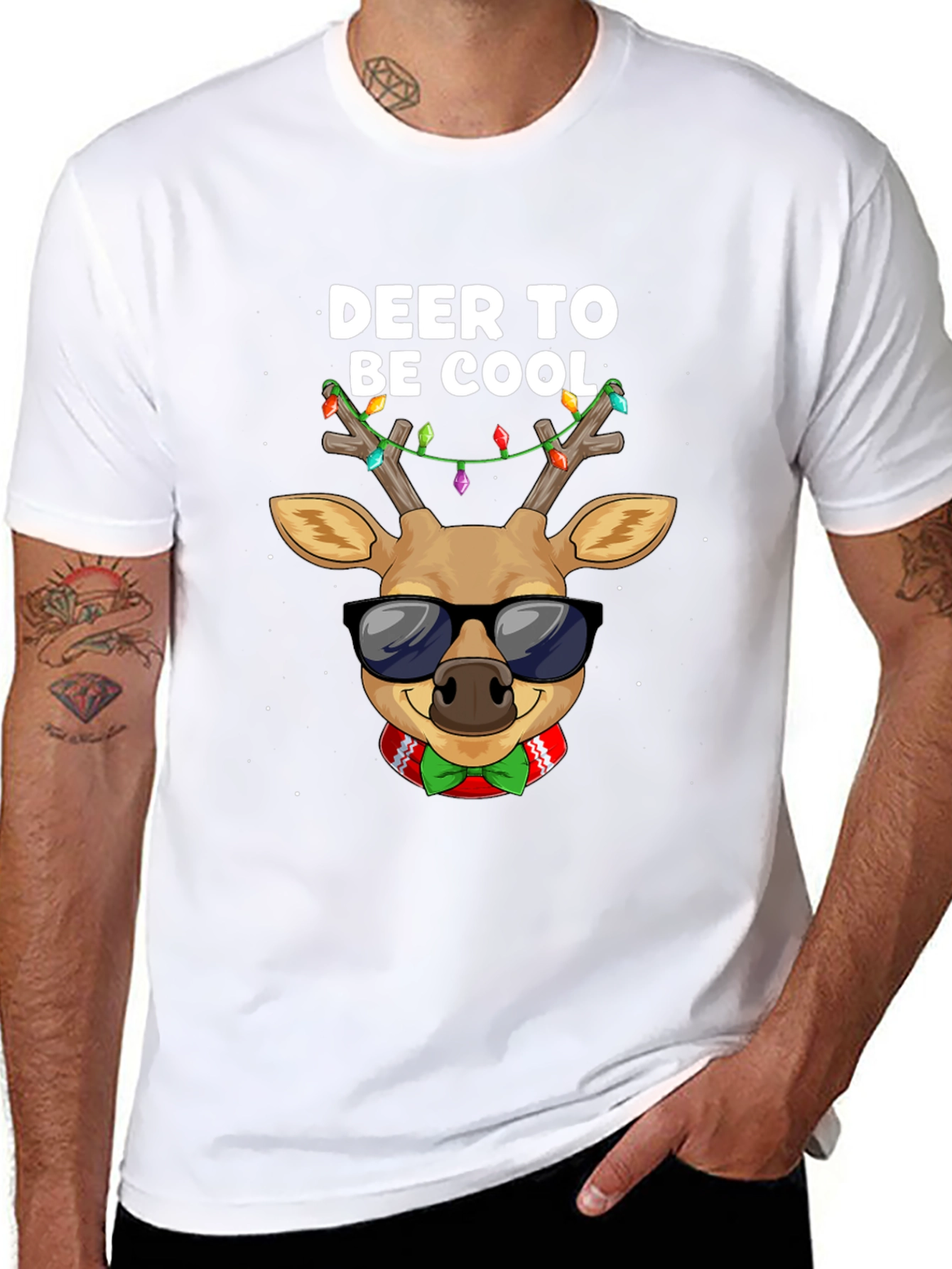 Cool Deer Christmas Graphic T-Shirt