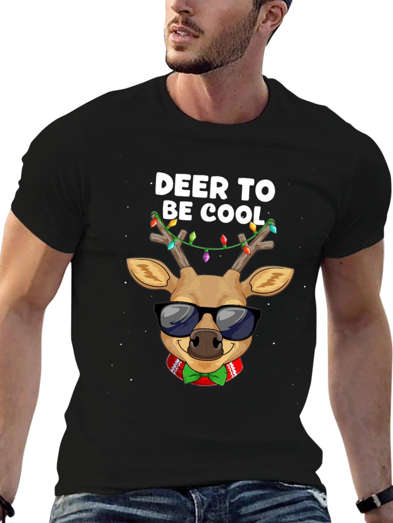 Cool Deer Christmas Graphic T-Shirt