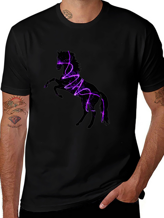 Horse Lightning Graphic Black T-Shirt