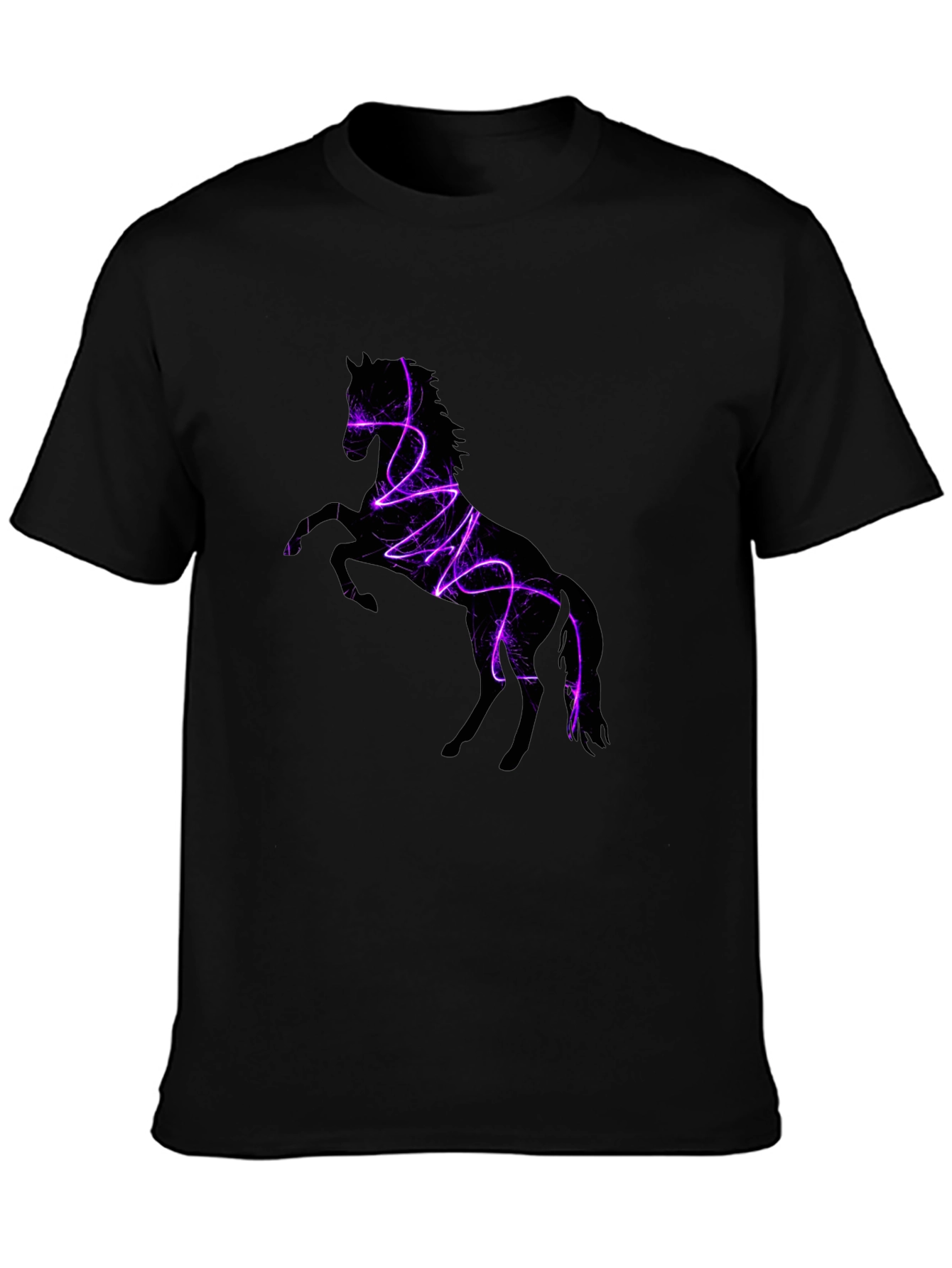 Horse Lightning Graphic Black T-Shirt