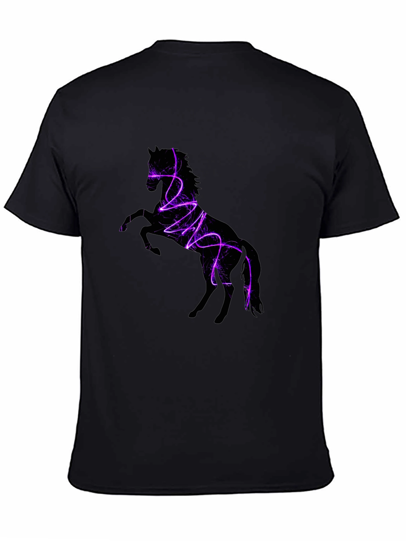 Horse Lightning Graphic Black T-Shirt