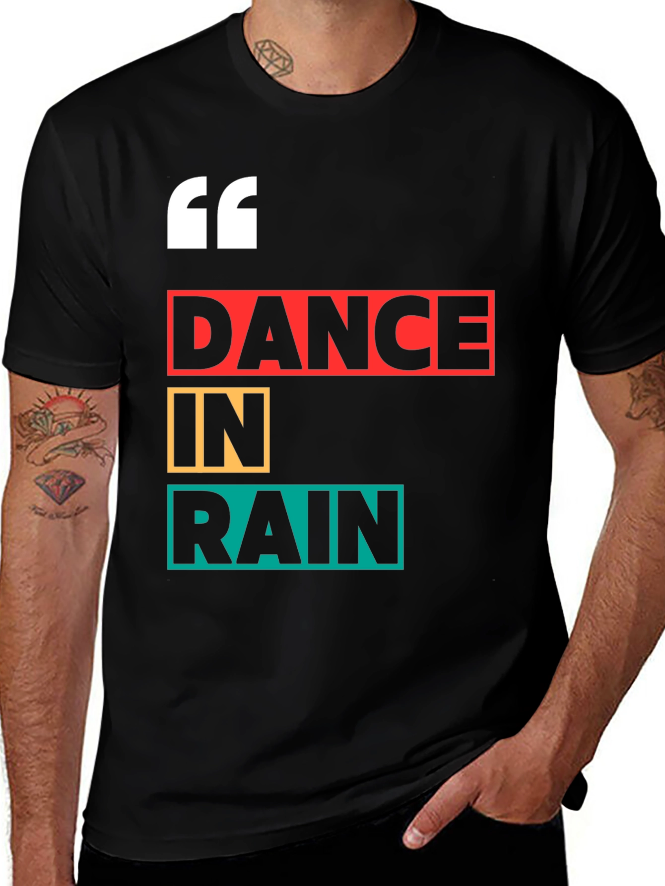 Dance in Rain Graphic Print Black T-Shirt