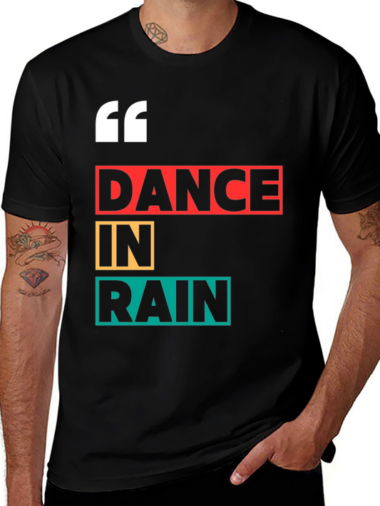 Dance in Rain Graphic Print Black T-Shirt