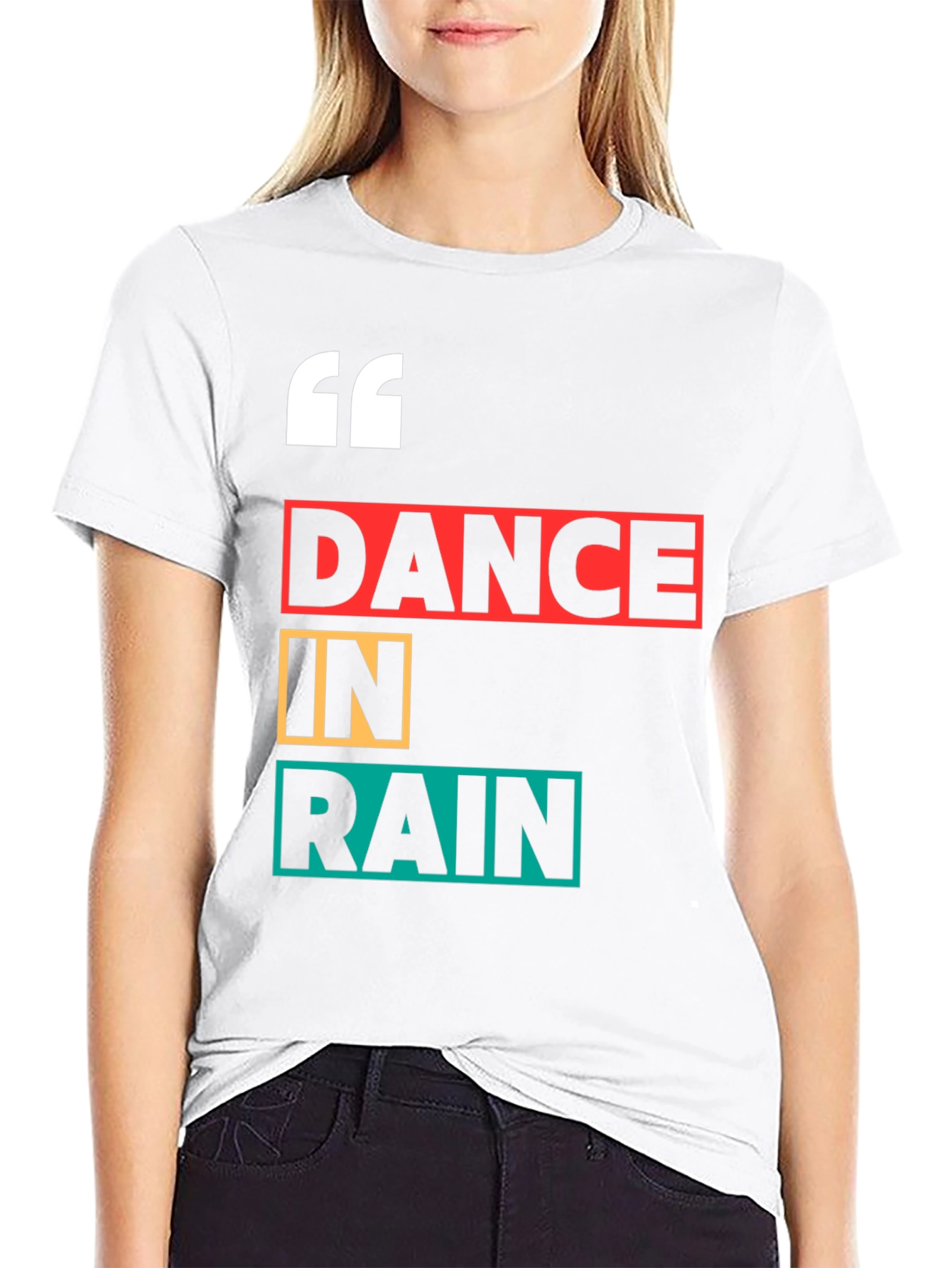 Dance in Rain Graphic Print Black T-Shirt