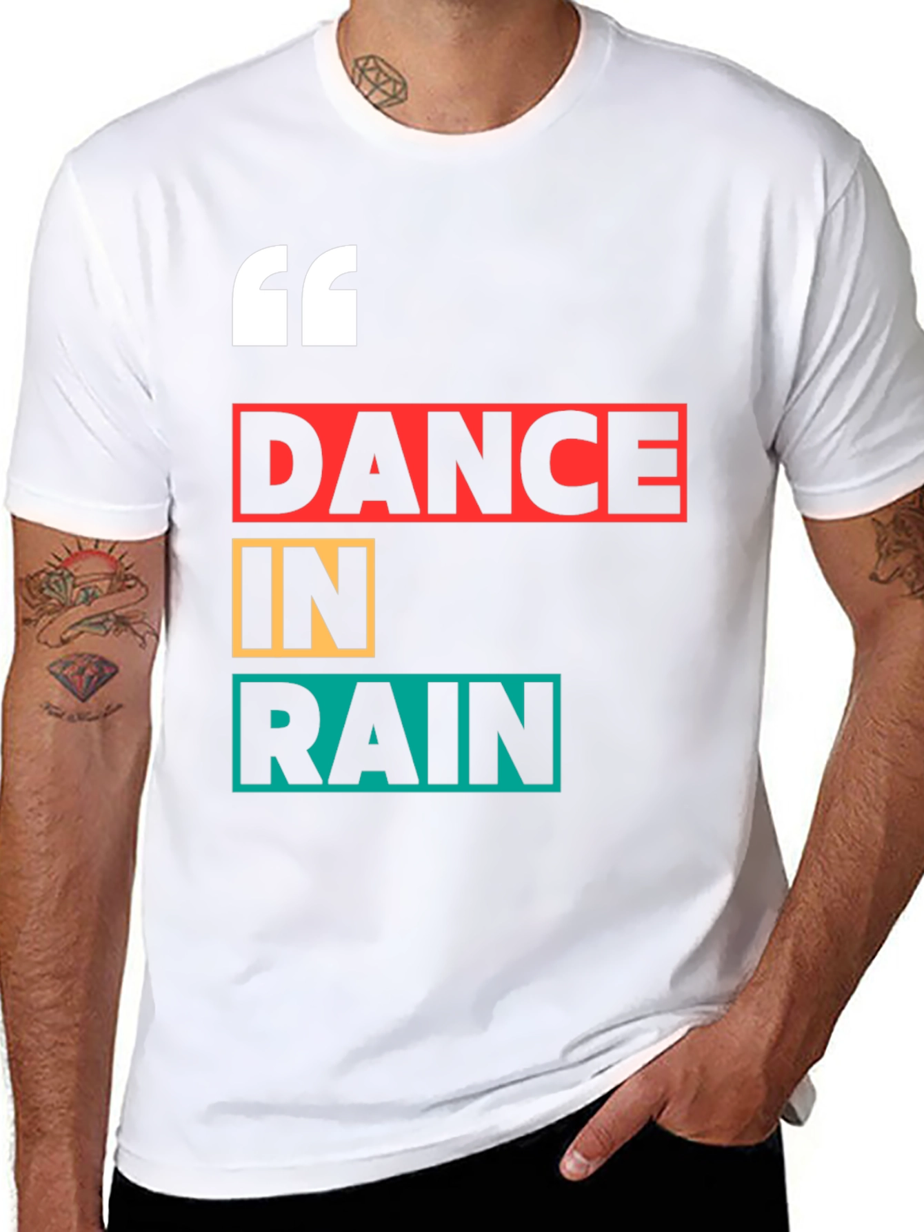 Dance in Rain Graphic Print Black T-Shirt