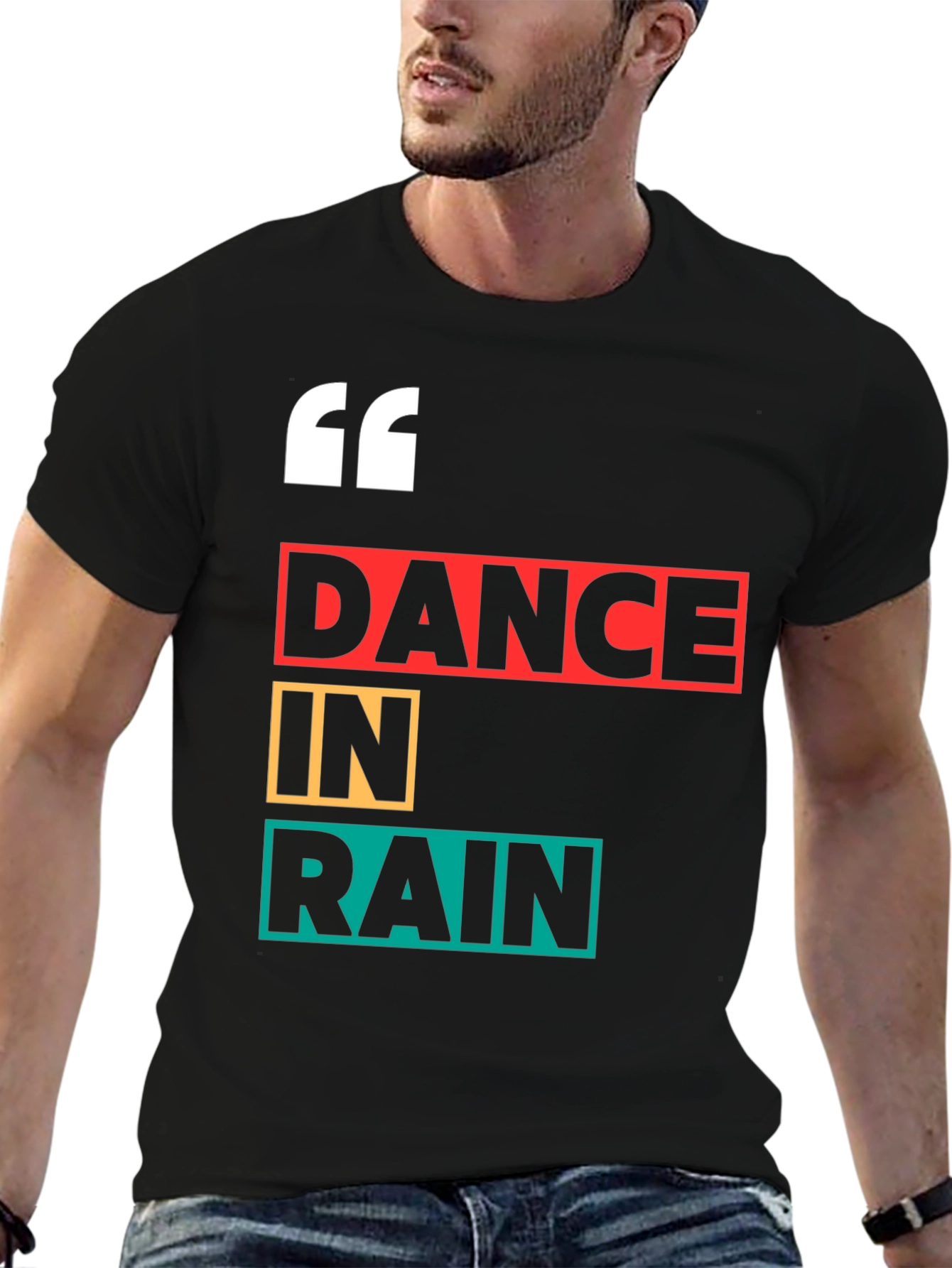 Dance in Rain Graphic Print Black T-Shirt