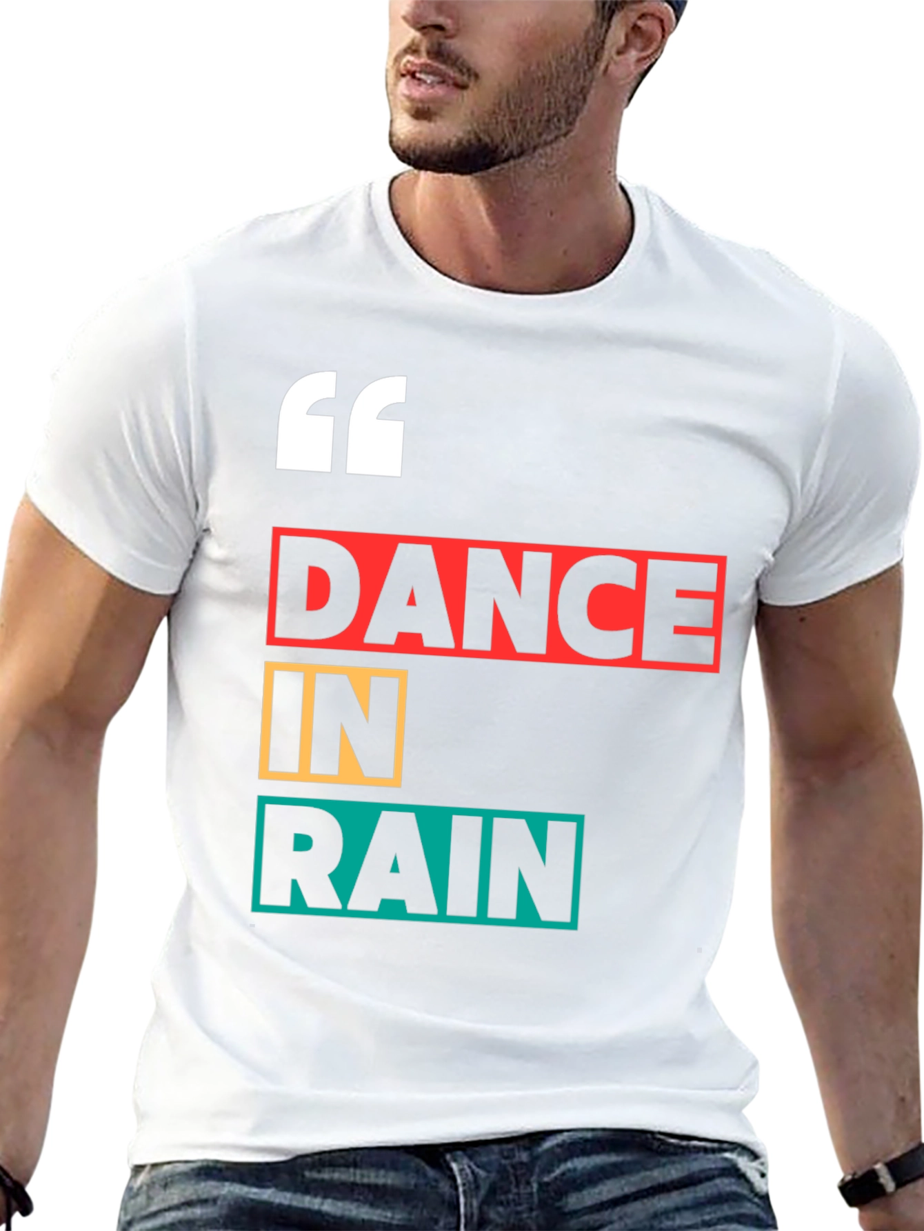 Dance in Rain Graphic Print Black T-Shirt