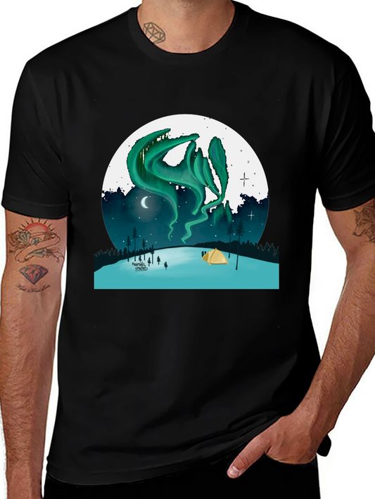 Aurora Camping T-Shirt - Northern Lights Adventure Tee